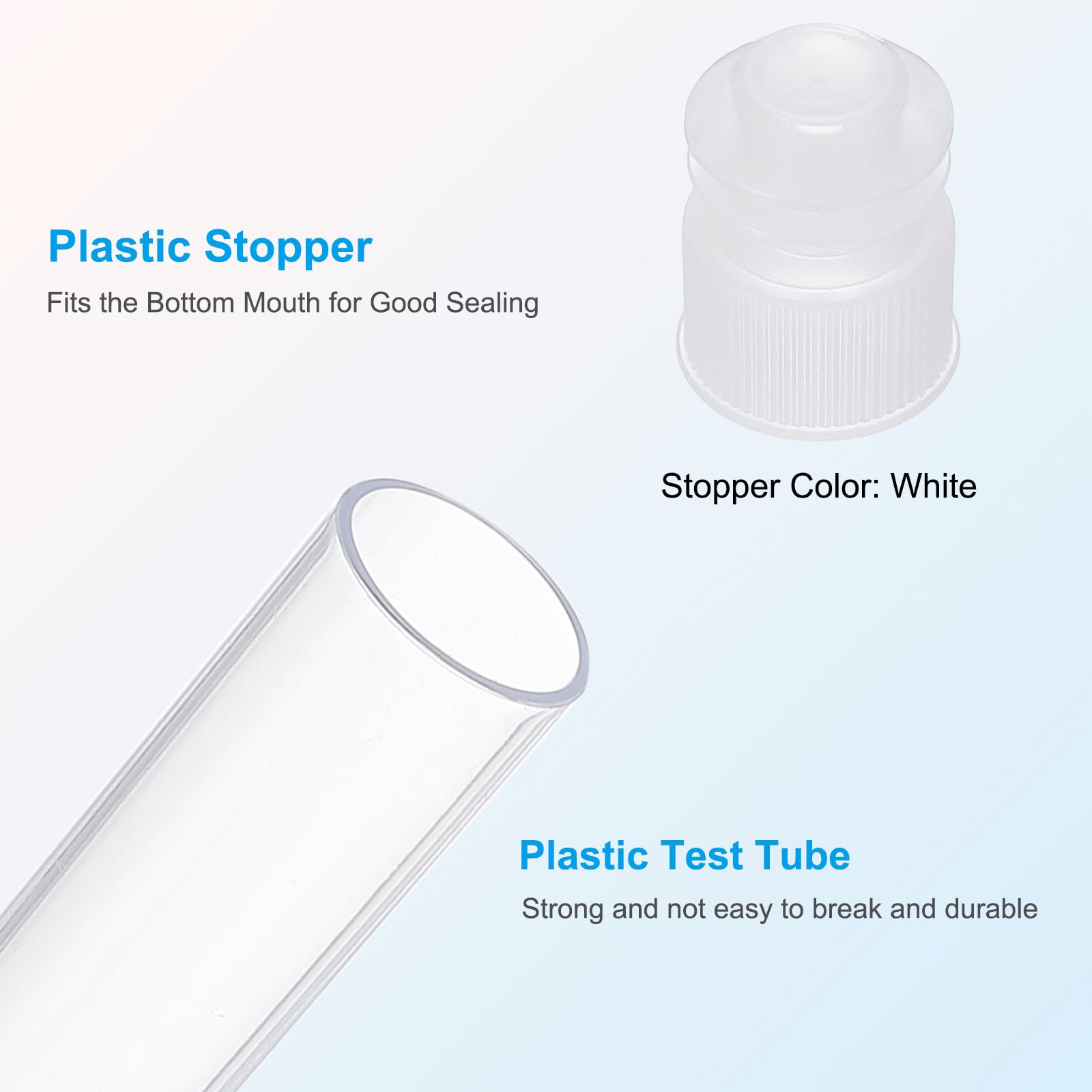 PATIKIL Set di provette, 100 pezzi, 150 x 15 mm, in plastica trasparente, con fondo rotondo, con tappo e imbuto, per perline, feste, caramelle, sale da bagno, per esperimenti scientifici, colore