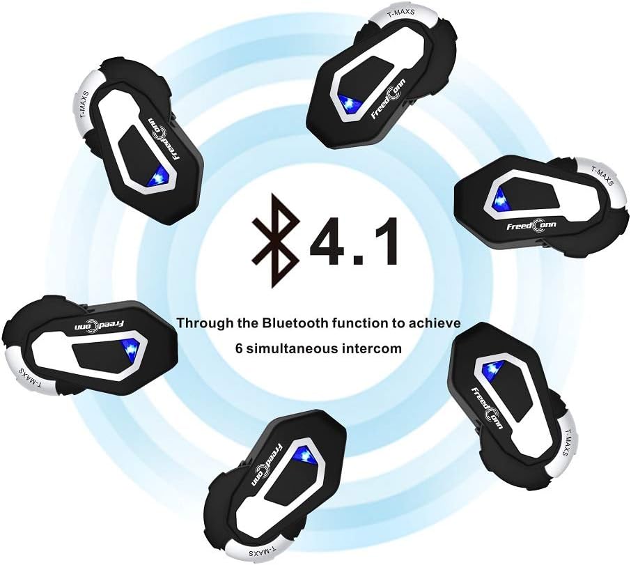FreedConn Motocycle Helmet Waterproof Wireless Bluetooth Headset TMAX-S with L3 Remote Controller/FM Radio/1000M Intercom/6 Riders Intercom/Moto Biking & Skiiing/ + Boots Protector