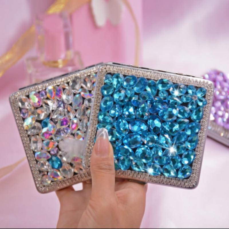 Bling Cigarette Case Box, Double Sided Clip Open Pocket Portable for Women, for Regular Size 70s, King Size 84s, Purple