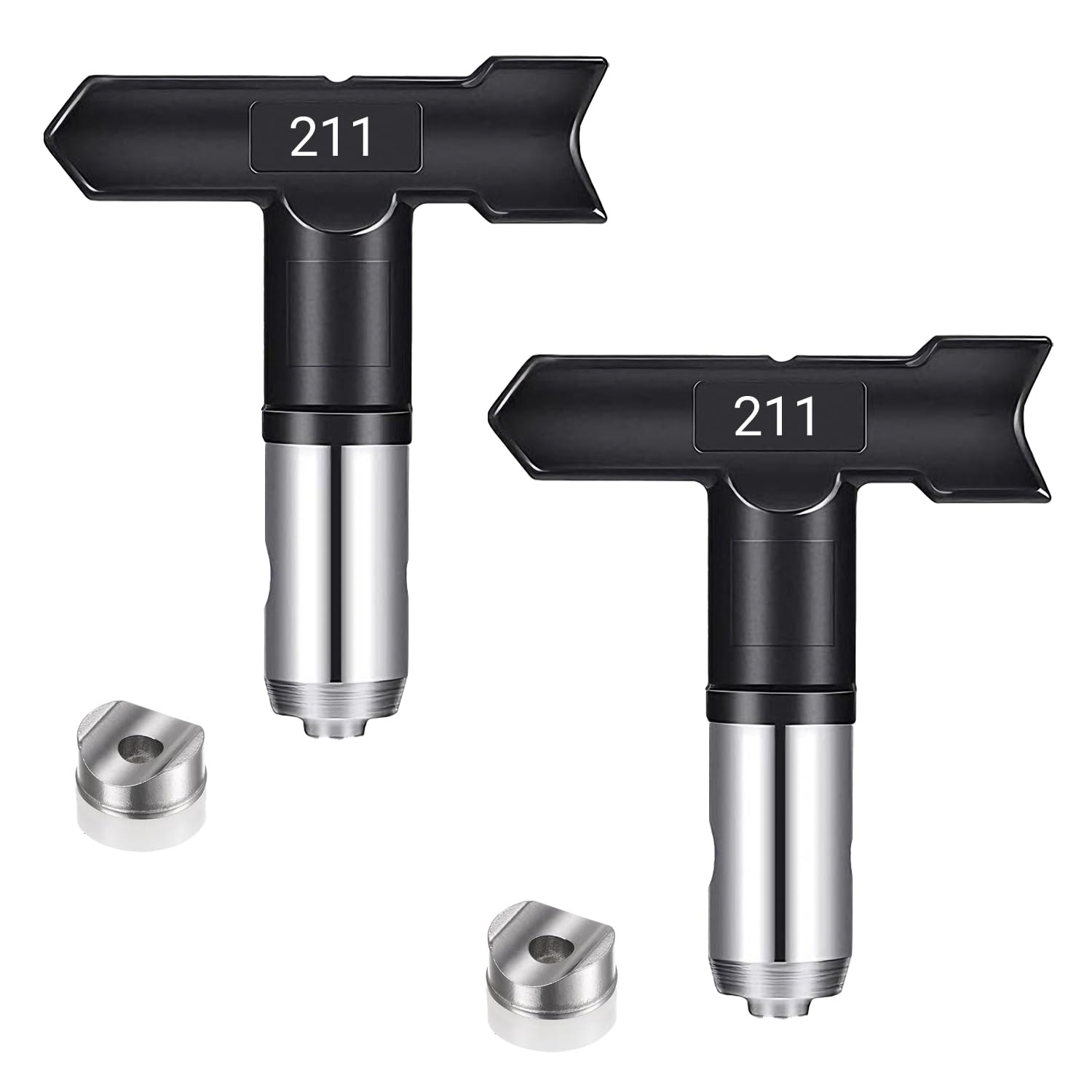 DIPZO 2PCS Reversible Spray Tips 211 for Airless Paint Sprayers, Durable Paint Nozzle Replacement for Home, Garden, Walls, Fences, and Building Projects