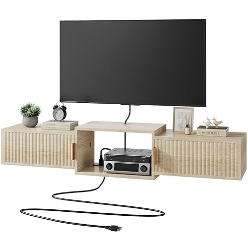IBUYKE Mid Century Modern Floating TV Stand,Wall Mounted Media Console
