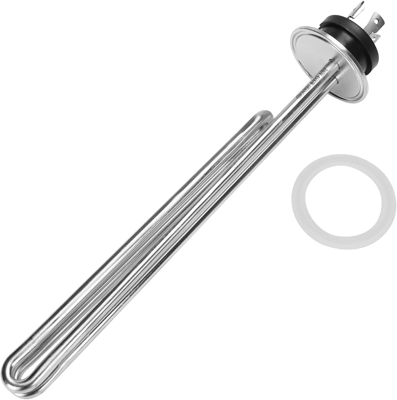 DERNORD 240V 2500W Tri-clamp Foldback Heating Element Stainless Steel Immersion Water Heater with 3-Wire Electrical Locking Plug (2 Inch Tri clamp)