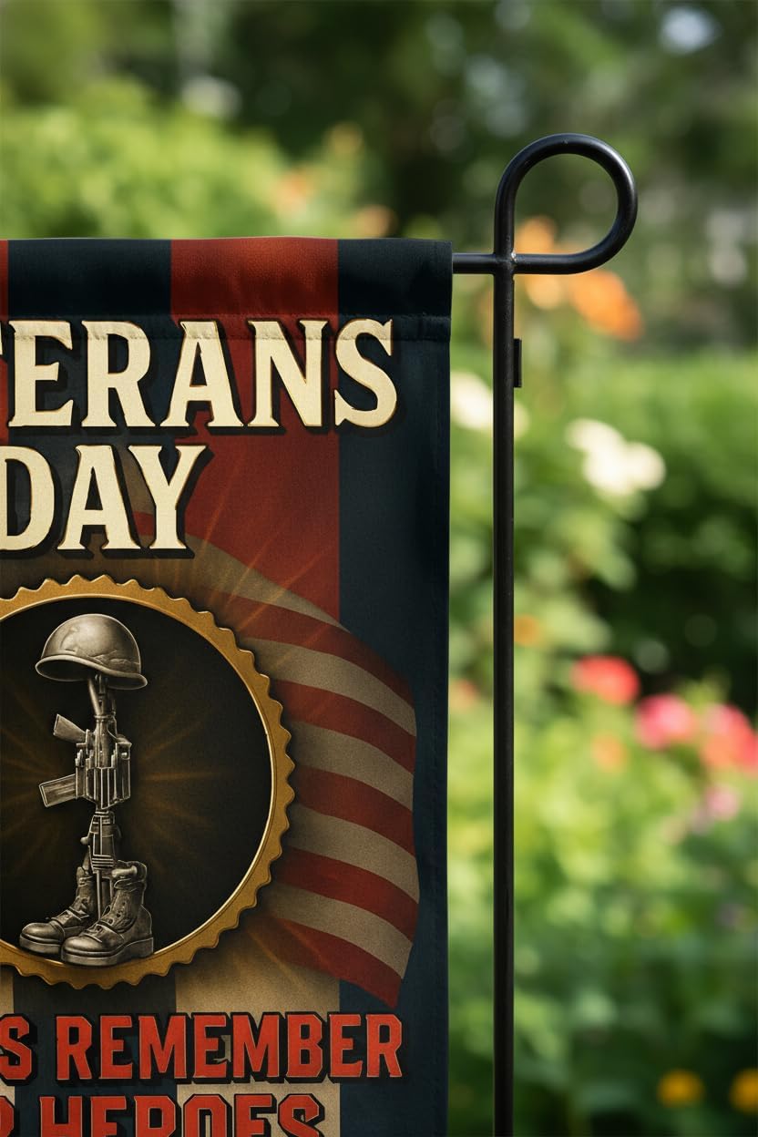 Memorial Veteran Garden Flag 12x18 In Doublesided Always Remember Our Heroes US Military Service Tribute Display for Veterans Day Memorial Day Patriot Day Outdoor Yard Cemetery Decor - Image 3