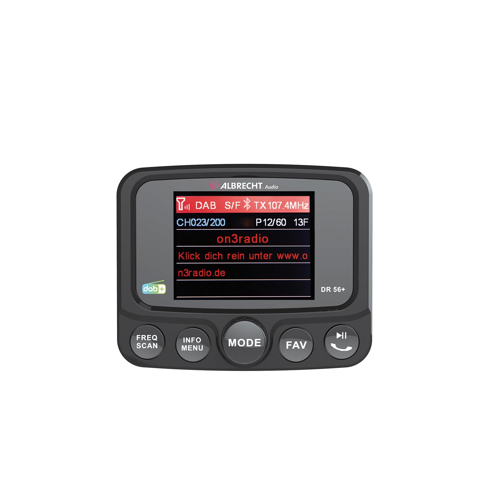 Albrecht DR56+ adapter do doposażenia radia samochodowego, nadajnik FM do nadajnika DAB+ i połączenia Bluetooth ze smartfona na radio FM