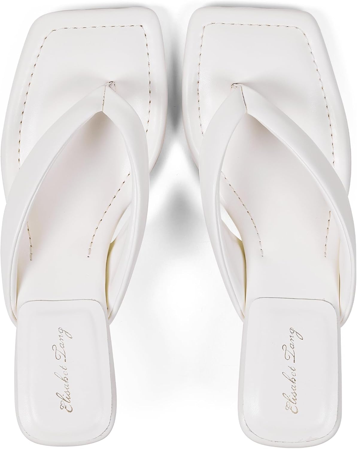 Elisabet Tang Women's Heeled Sandals Square Toe Shoes Flip Flop Kitten Heels 1.5IN Thong Heels Sexy Dress Shoes For Women - Image 6