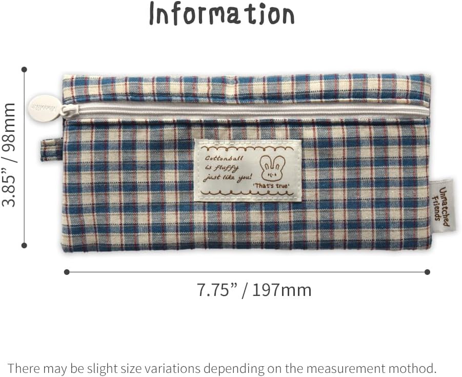 Monolike_Fabric/Cushion Pencil case (Unmatched Friends Fabric Check Pencil Case Series. 2, Vintage blue)