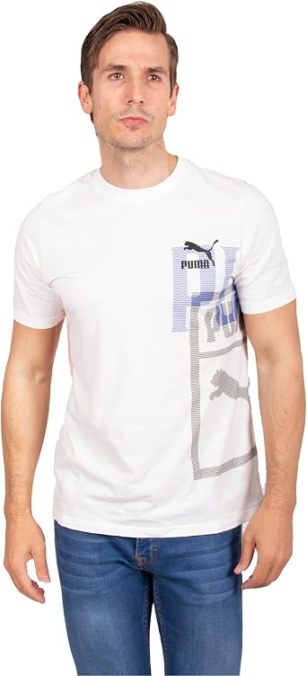 PUMA Mens Essentials Better Relaxed Graphic Crew Neck Short Sleeve Casual Tops Casual