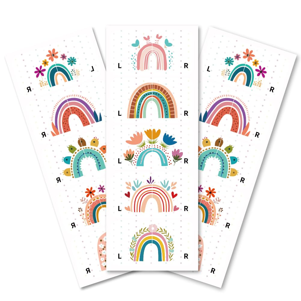 Peacoblue Shoes Stickers for Shoes Learning Left Right, Rainbows 100pcs(50 Pairs) Self-Adhesive Shoes Stickers Labels Decals to Help Put Shoes On