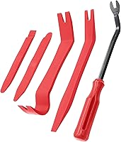 EldHus 5-Piece Red Car Trim Removal Tool Kit - Auto Pry Tools for Door Panels, Dashboard Clips & Fasteners
