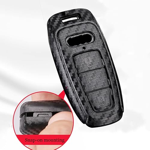 Miniatura 3 de ontto Funda para llave de automóvil con patrón de carbono para Audi 2018 en adelante, para A6L, A6, A7, A8, Q7, Q8, E-Tron, A3, S3, S6, SQ7, RS6,