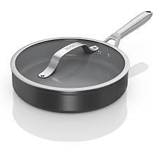 Ninja ZEROSTICK Ceramic Pro 26 cm Saute Pan with Glass Lid, Scratch Resistant, Made PTFE-Free, All Hob Compatible, Black, CW30126UK