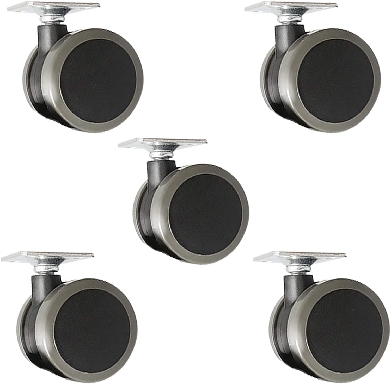 Rueda para Muebles, Rueda de Nylon con Freno, con Placa de Montaje Superior, Rotación de 360 Grados, Reemplazo de Rueda de Silla de Ruedas, Ruedas para Sillas de Oficina, 5 Paquetes (Freno)