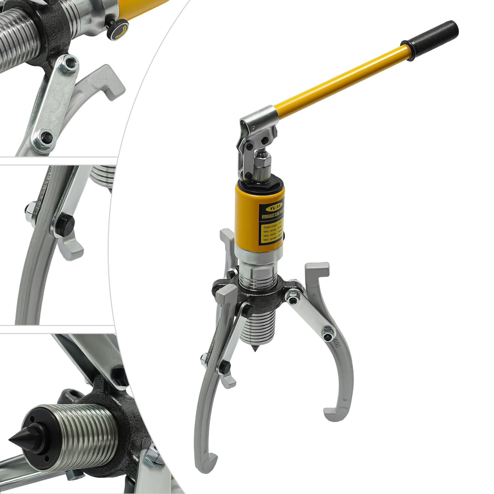 15T - Extractor hidráulico hidráulico de cojinetes, juego de extractor de cubos, 15 toneladas de fuerza de tracción profesional para poleas, engranajes y cojinetes, bridas, robusto kit de extractor de