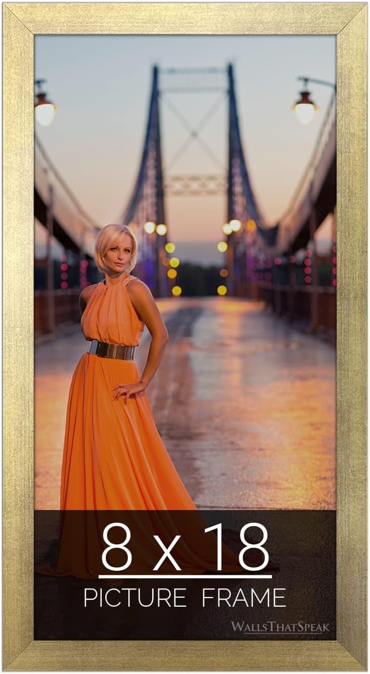 wallsthatspeak 8x18 Gold Picture Frame for Puzzles Posters Photos or Artwork