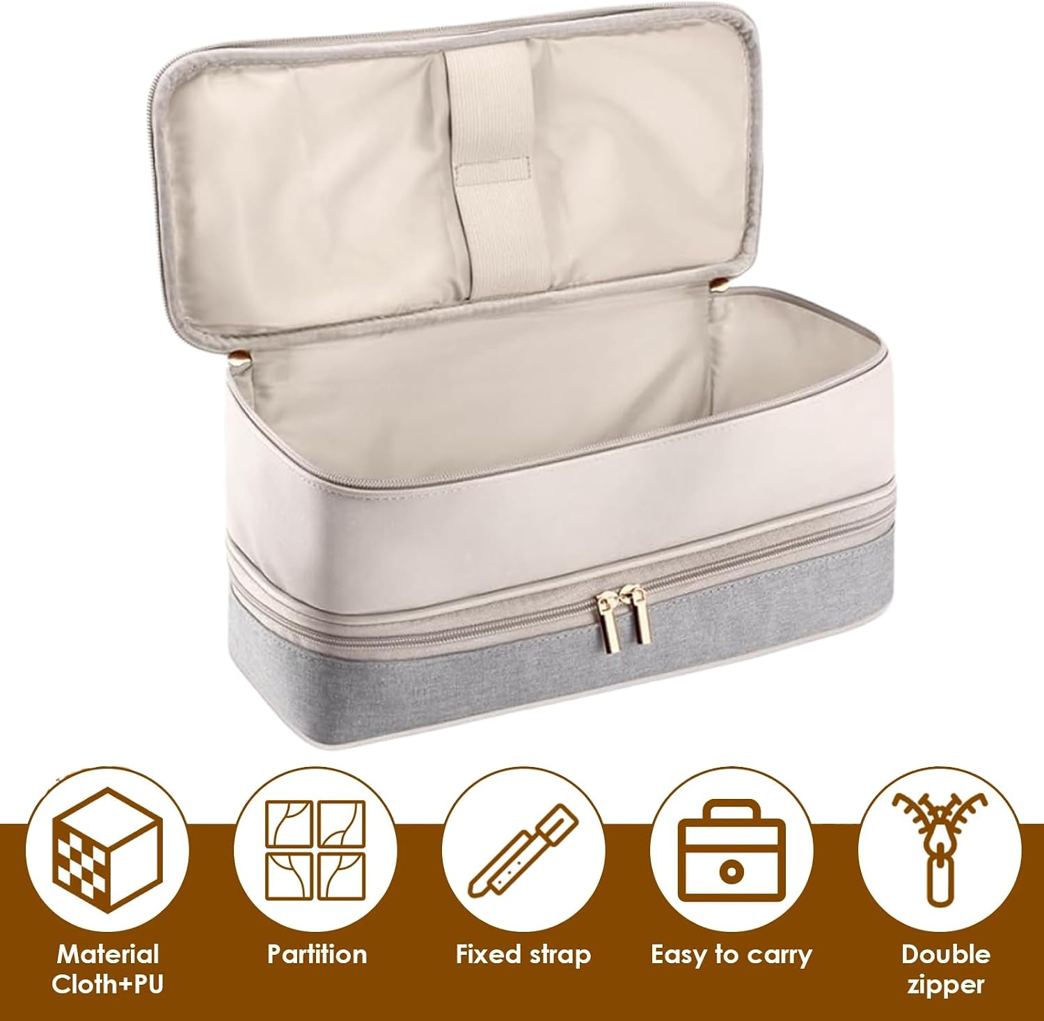 Travel Carrying Case for Shark FlexStyle, Double Layer Storage Case for Dyson Airwrap Hair Dryer Attachments, Waterproof PU Leather Accessories Tools Storage Bag