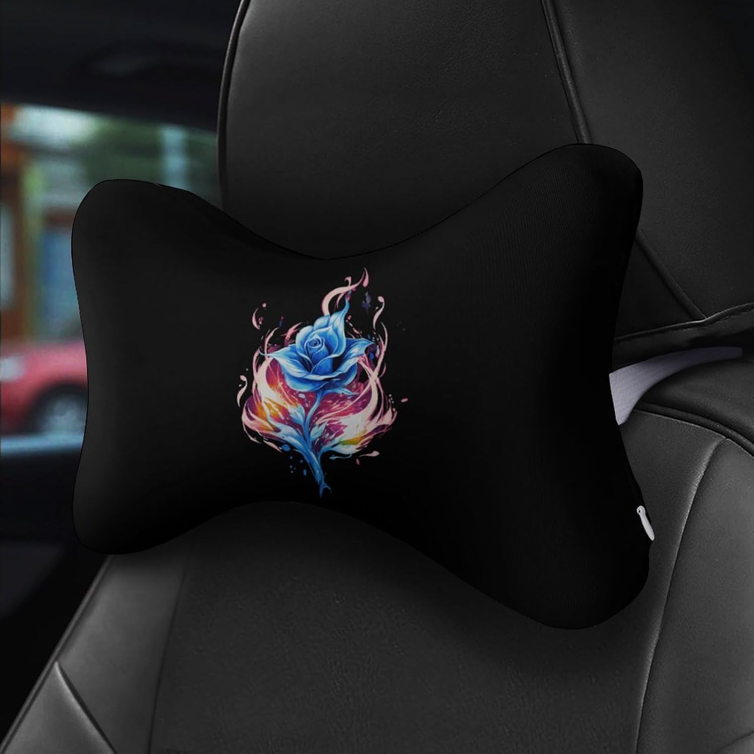 Blue Rose Flame 2 Pack Car Neck Pillow Car Headrest Soft Car Pillow for Most Cars