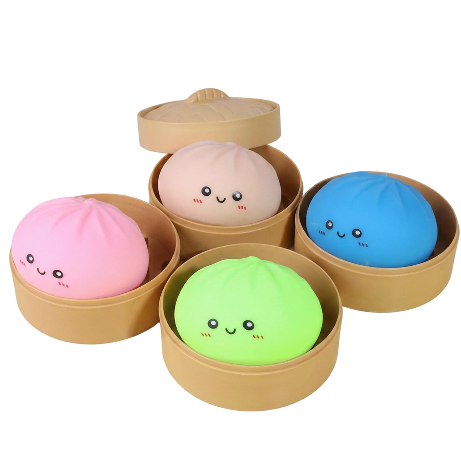 1 Pcs RMS Dumpling Squishy, Squishies Dumpling, Sensory Stress Relief Companion,Squeeze Dough Ball Stress Relief Hand Toys with Food Steamer Stretchy Desk Toys(4 Random Colours)