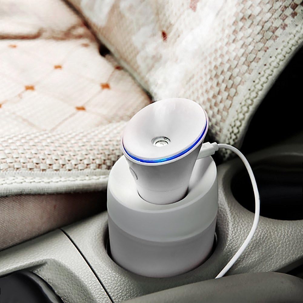 Cool Mist Humidifier Ultra-silence Mini Portable Diffuser Personal Air Purifier for Car Travel (White)