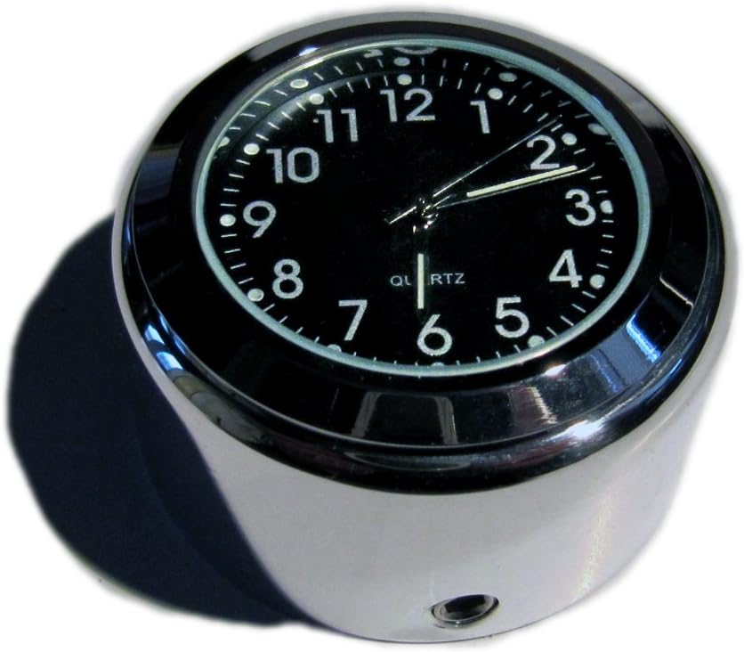 British Made Smooth Enfield Billet Stem Nut Cover with Clock (Black Face)