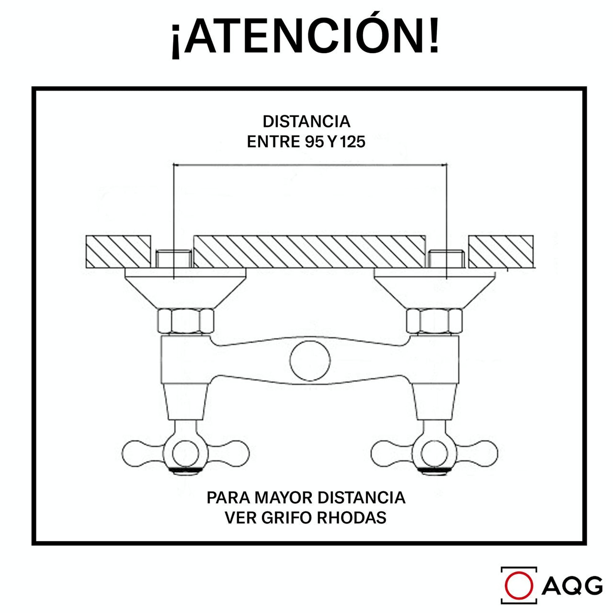 Grifo de Pared para Cocina y Fregadero, Caño Giratorio 360°, Doble Maneta Retro Estilo Vintage Industrial, Latón Macizo Acabado Bronce Envejecido, Distancia entre Tomas 9,5-12,5 cm, AQG Athos Clásico