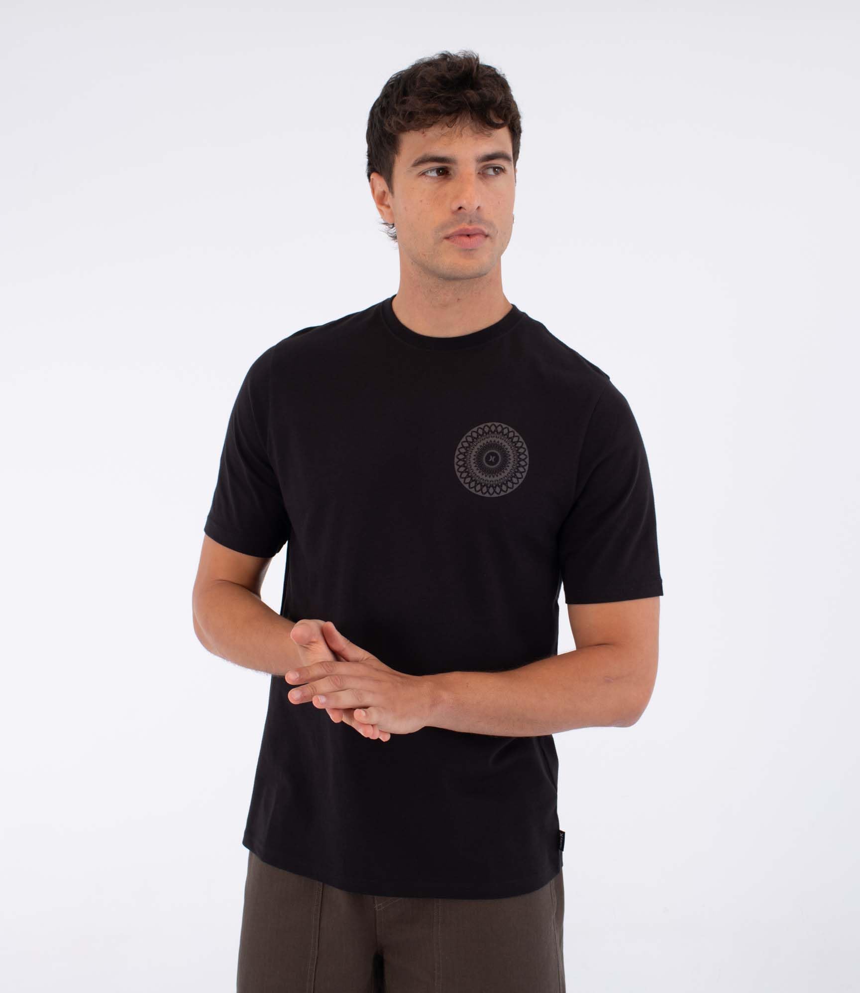 Hurley Mens Short Sleeve Printing Press Cordob T-Shirt, Black, S EU