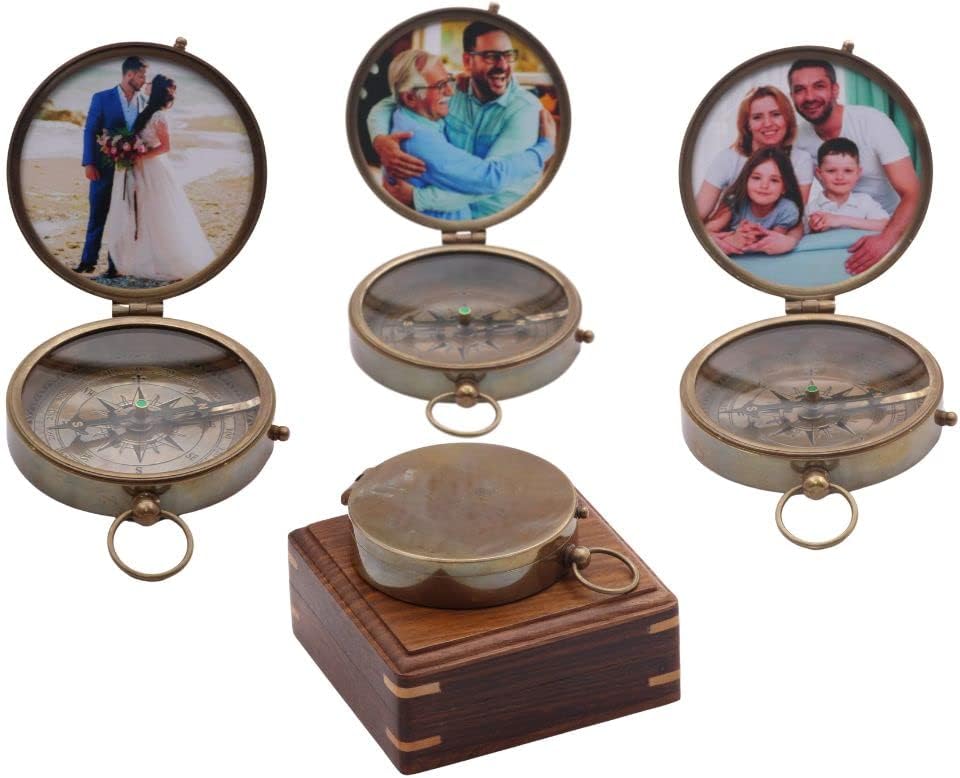 RII Solid Brass Compass Personalised Gifts for Men with Engraved Message, Graduation Day Gifts for Men, Birthday Gifts for Men/Boys, Father to Son Gifts, Romantic Gifts