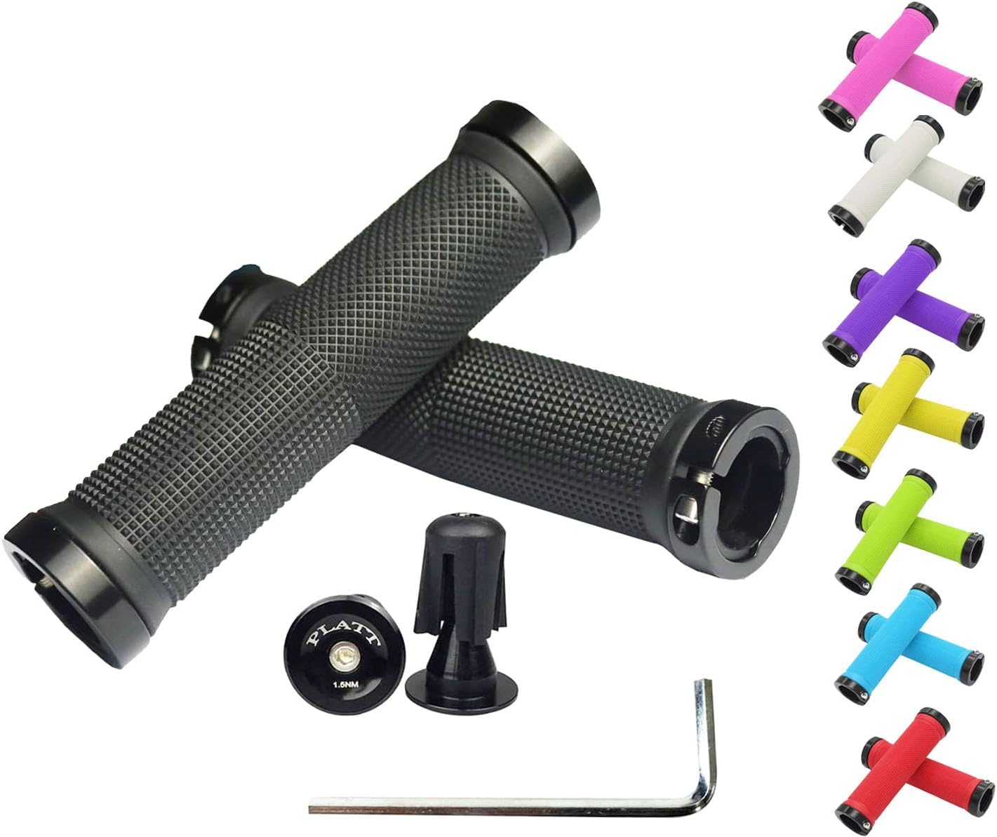 PLATT Bicycle Handle Bar Grips Colorful Rubber Bike Grips Comfortable Bicycle Grips for BMX/MTB Bikes