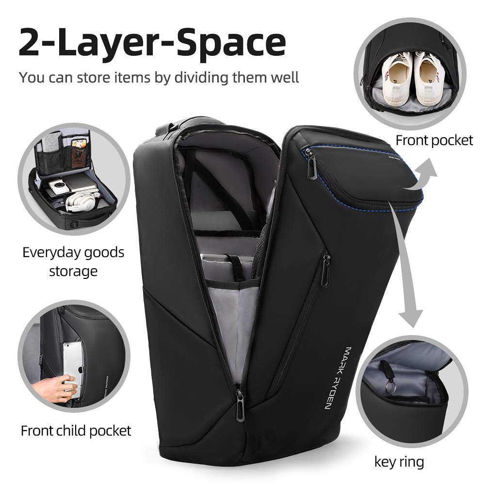 Muzee MARK RYDEN Business Backpack for Men 17.3 Inch with USB Charging Port — Amazon image 5