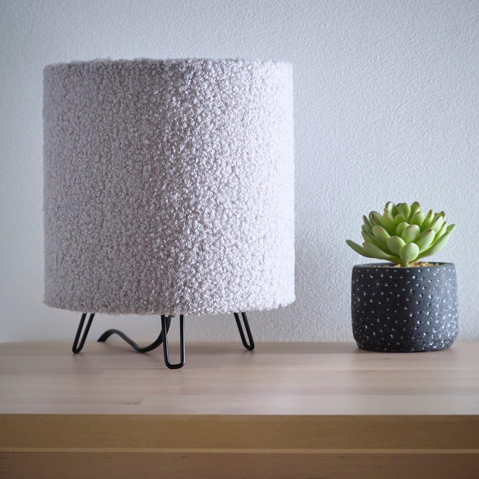 Teddy Velvet Table Lamp in Cream, Lilac, Orange or Grey Small Soft lamp 21cm Tall, Perfect for Bedsides and Cozy Areas (Grey)