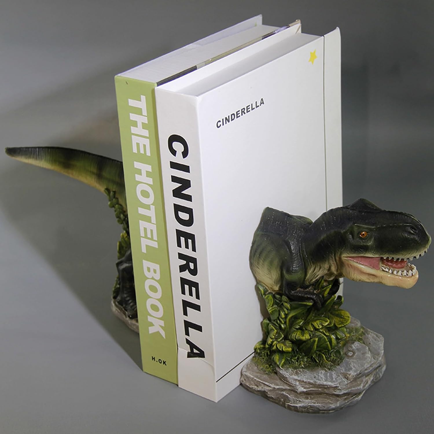 Dinosaur Bookends, Tyrannosaurus Rex Decorative Bookends, Dinosaur Tyrannosaurus Rex Statue, Dinosaur Book Stopper, Non-Skid Bookends, Creative Heavy Duty Bookend, for Home Office Decor