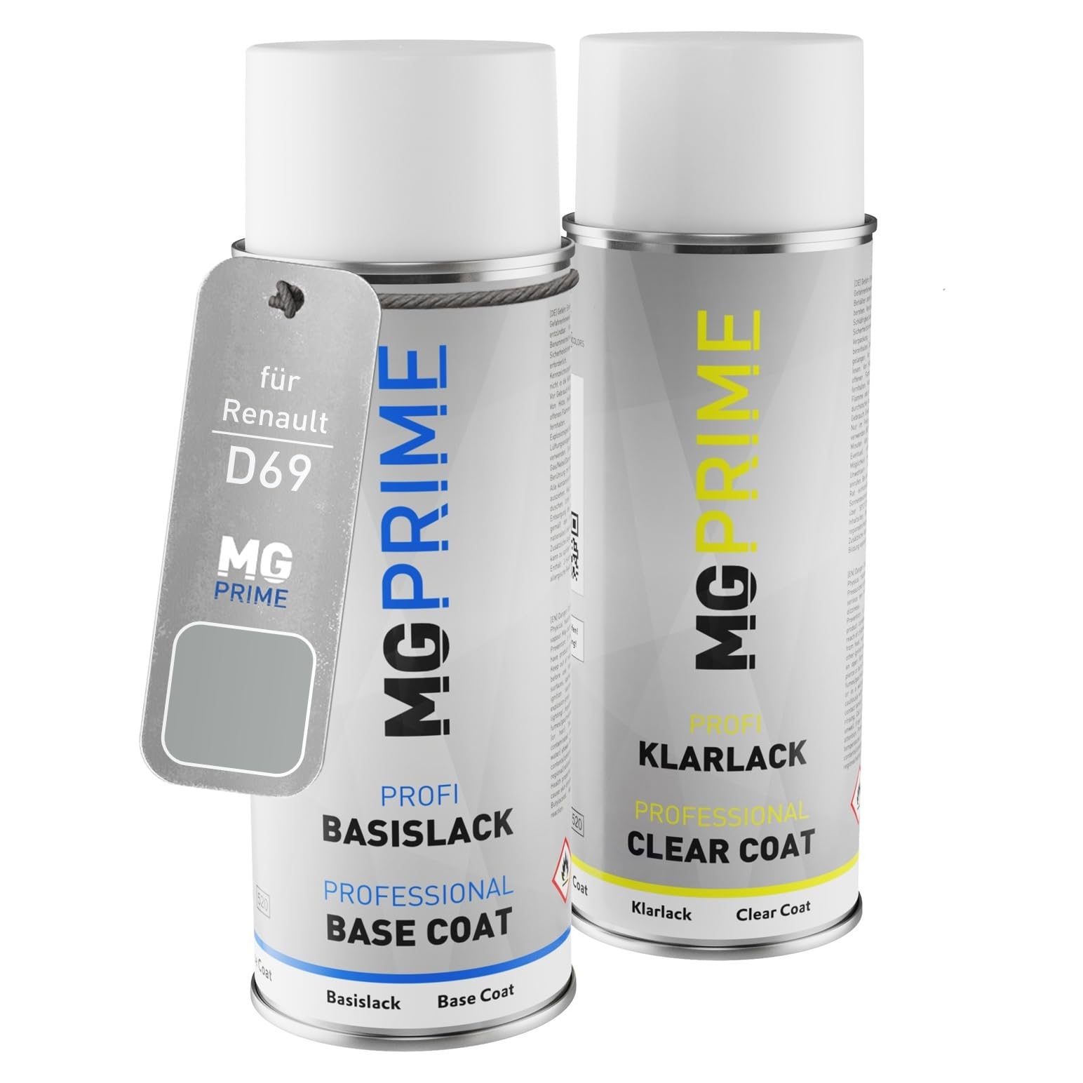 MG PRIME Car paint Spray can set for Renault D69 Gris Platine Metallic/Mercury Metallic Base coat clear coat spray can 400ml