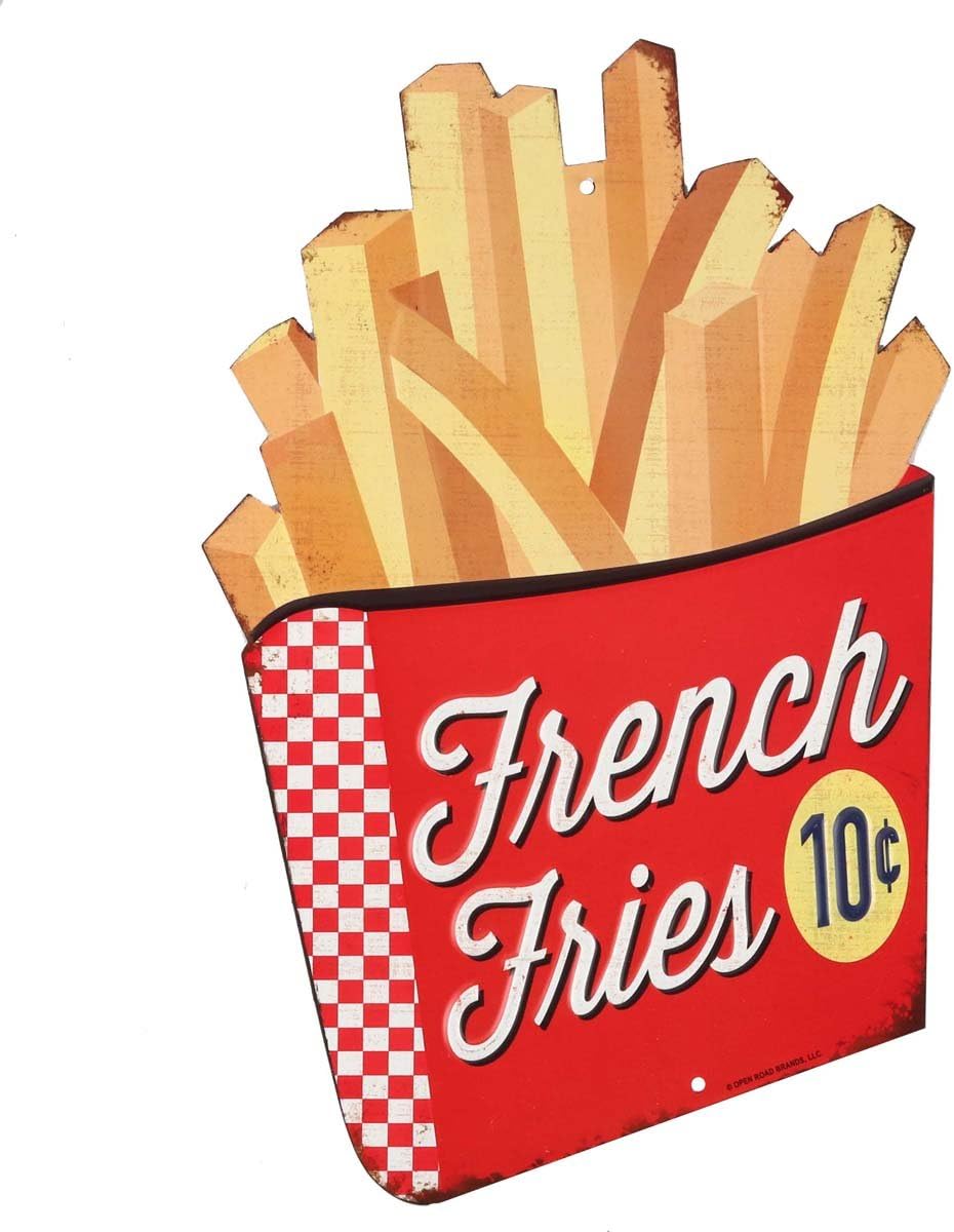 - French Fries Embossed Metal Sign - Vintage Diner French Fries Sign for Kitchen or Man Cave