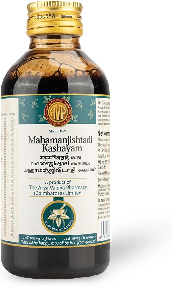 AVP Mahamanjishtadi Kashayam for Relief from Arthritis and Skin Conditions, Helps Reduce Pain and Stiffness, Assists in Relieving Skin Lesions and Inflammation