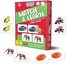 The Book Tree Bright Brain Match and Learn 60 Piece (30 Sets) Jigsaw Puzzle for Preschoolers, Educational Toy for Learning Picture Matching, Gifts for Kids Ages 3 to 6