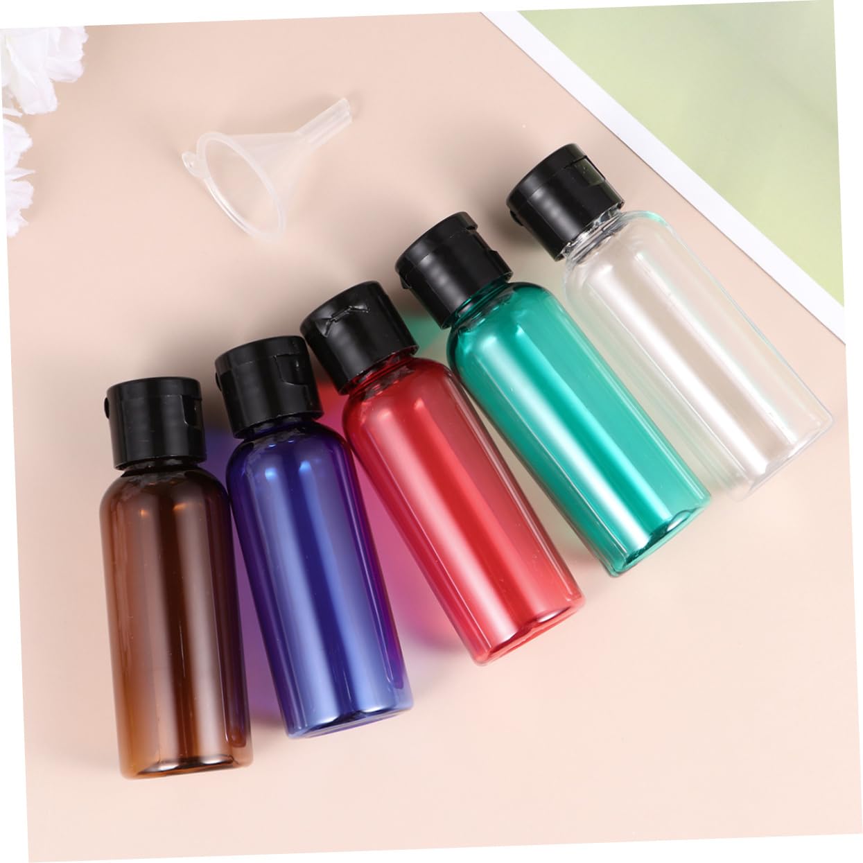 Housoutil 30pezzi Bottiglie Ricaricabili Per Viaggio Contenitori Vuoti Pratici Rosso Verde Marrone Blu e Trasparente Per Gel e Lotion