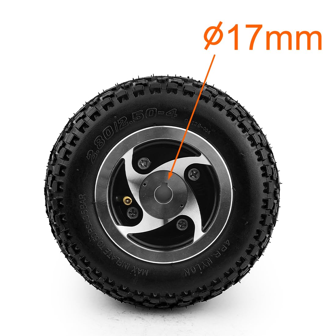 2.80/2.50-4 Ruota di gonfiaggio Pneumatico da 226 mm con camera d'aria Pneumatico da 9 pollici Mozzo in lega per scanalatura da 17 mm per sedia a rotelle per carrello Esc