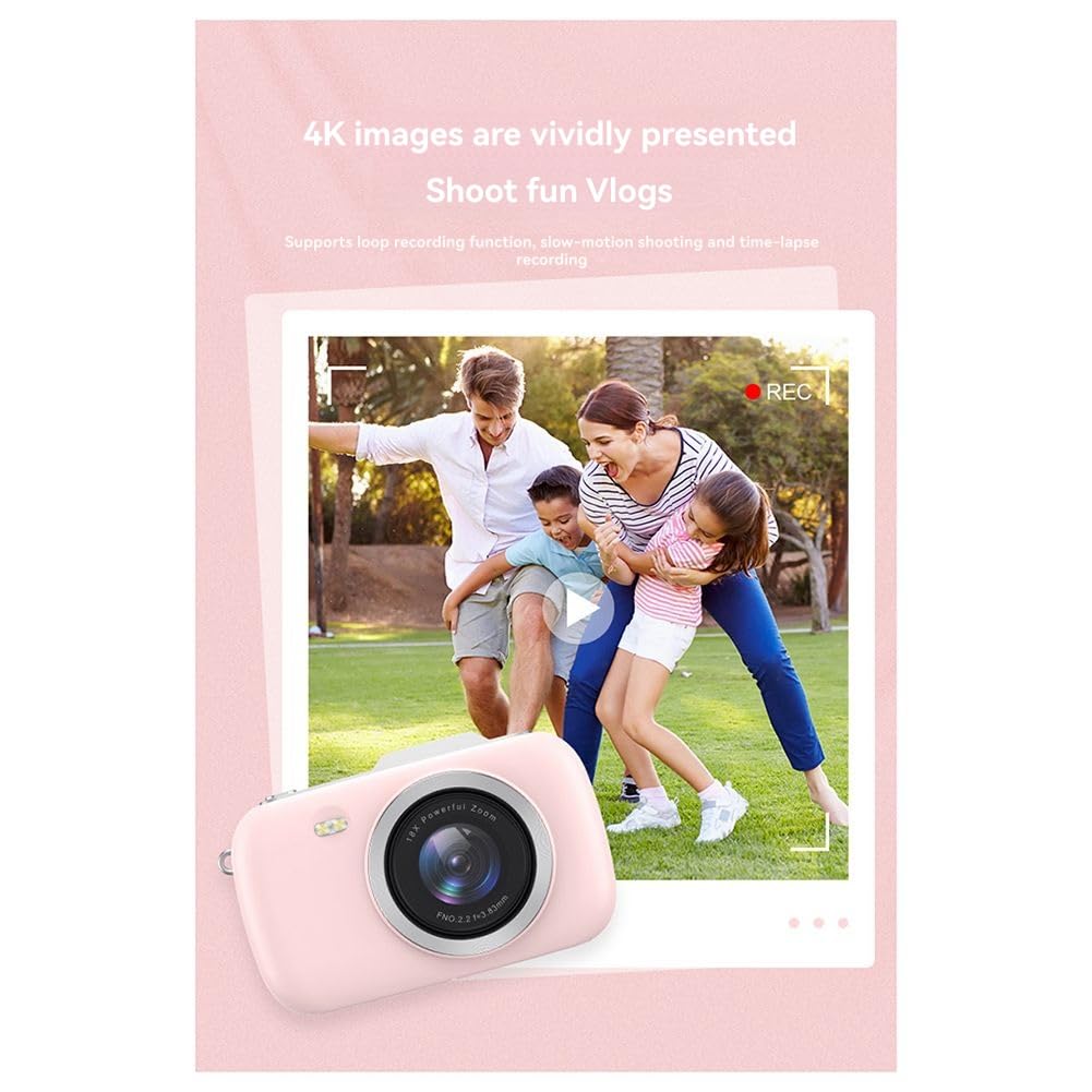 Fotocamera da Viaggio Fotocamera Digitale Registrazione Video 4K Stabilizzazione Anti-Shake Fotocamera Portatile per Vlog per Fotografia per Principianti e Adolescenti