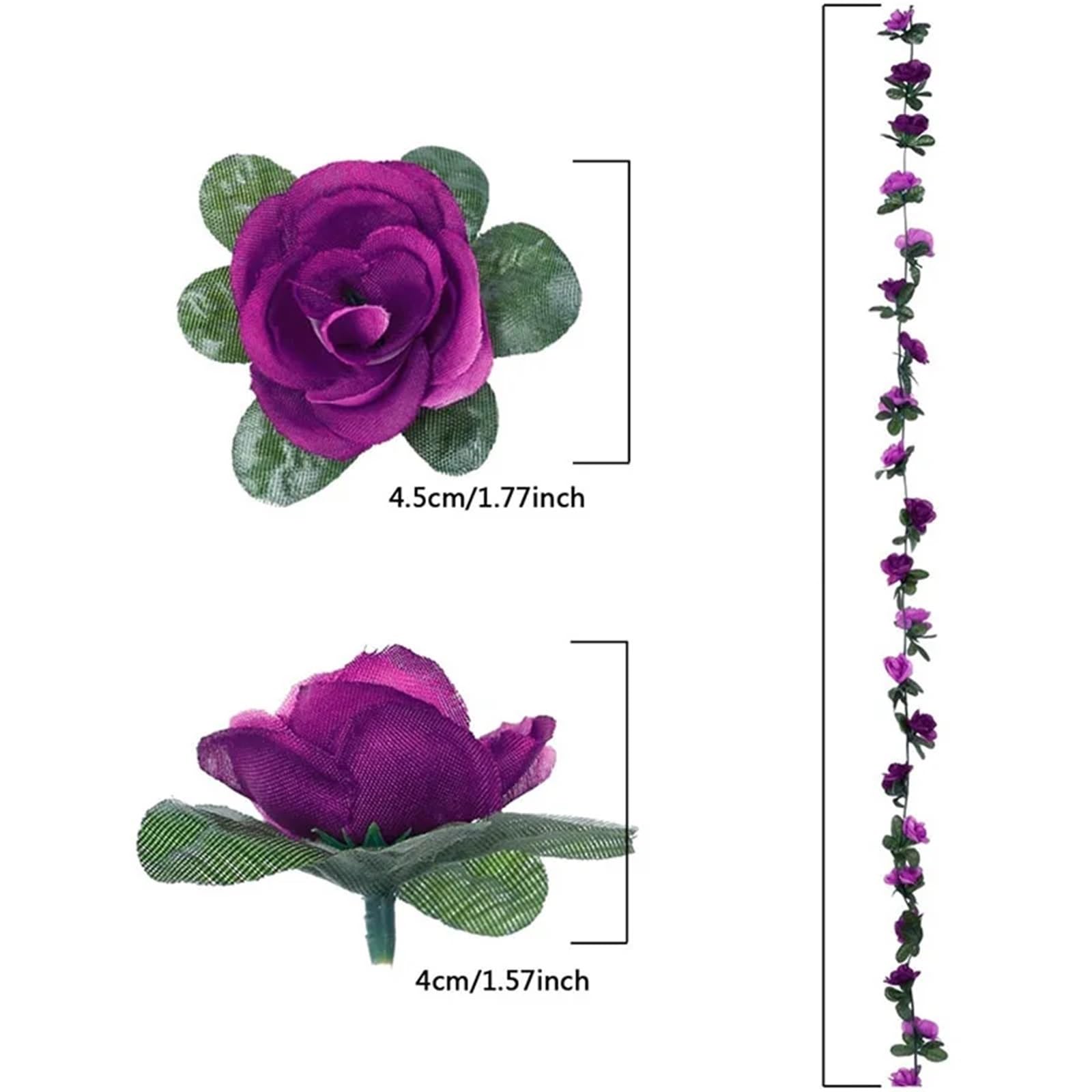 Künstliche Greenery Girlande künstliche Blumen, 2m Rose Künstliche Blumengirlande for Hochzeit Hause Dekoration Frühling Herbst Garten Arch Decor for Dekoration(Purple,2pcs)