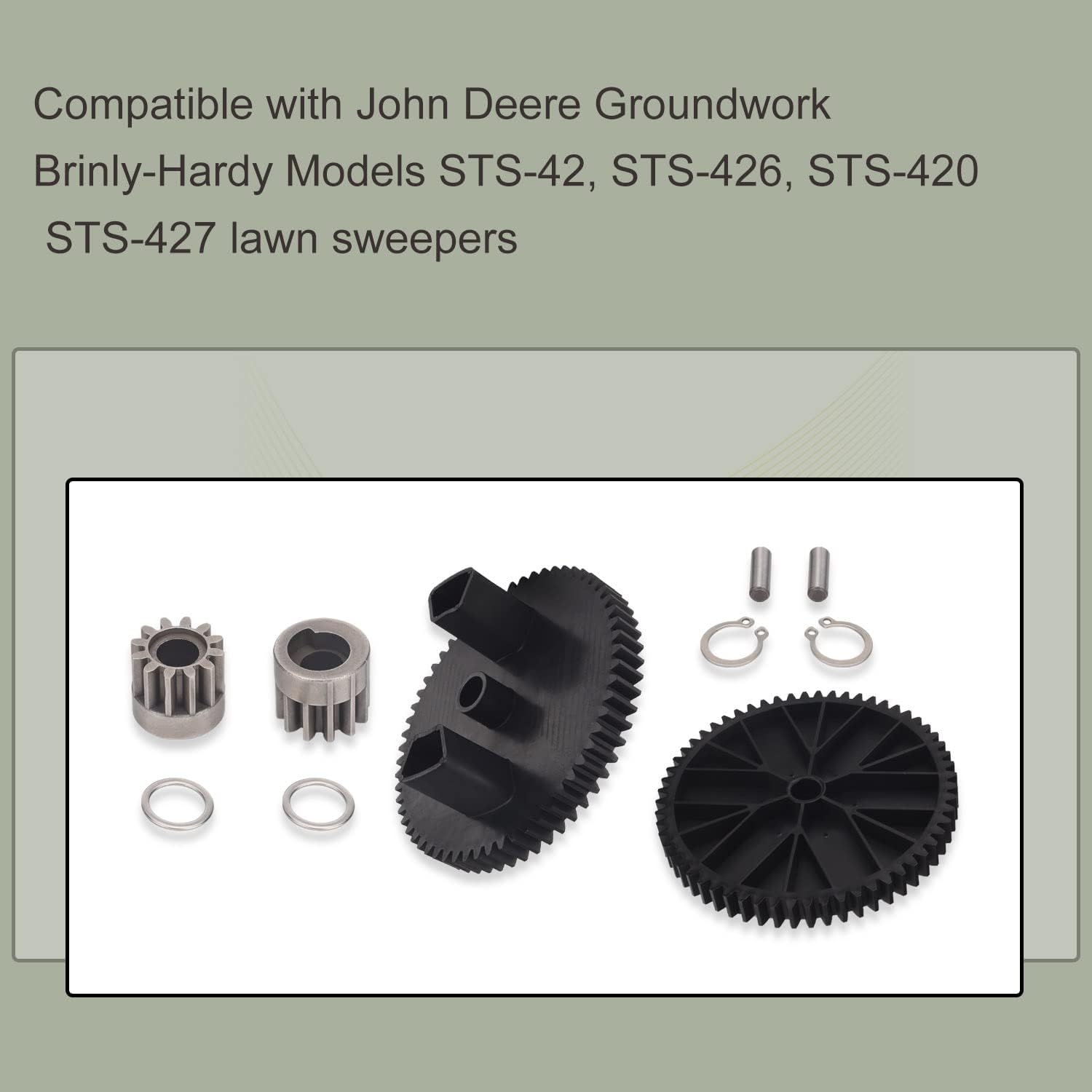 R-2280 NP08 Lawn Sweeper 60-Tooth Gears & R-2485Lh R-2485Rh Sweeper Gears Kit, Compatible with John-Deere/B-rinlyHardy STS 42" Lawn Sweeper, Fits STS-42, STS-420 Lawn Sweepers