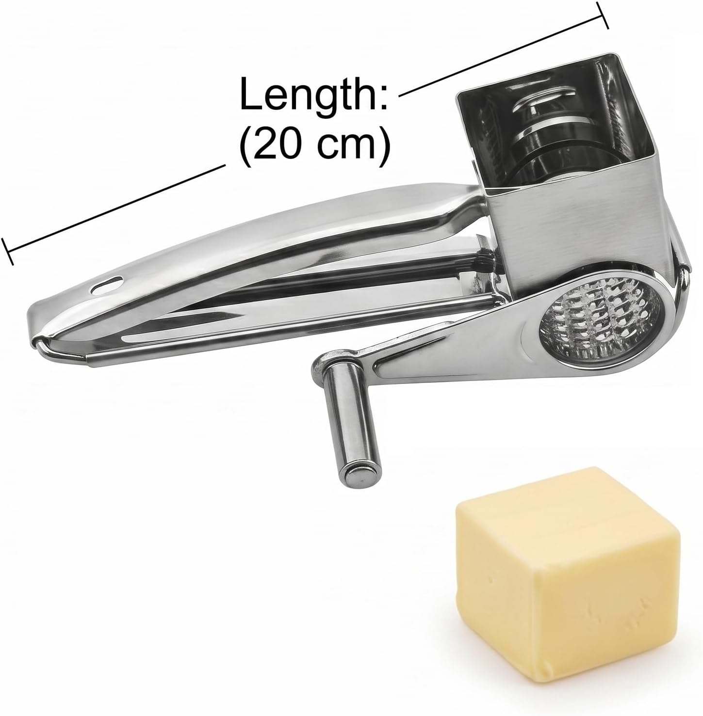 Generic Handheld Rotary Cheese Grater, 430 Steel Manual Shredder For Parmesan, Cheddar, Nuts & Root Veggies