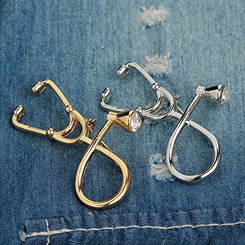 Image of MINGHUA Stethoscope Brooch Stethoscope Pin Nurse, Medical Student Graduation Gift, Physician Jewelry (Gold)