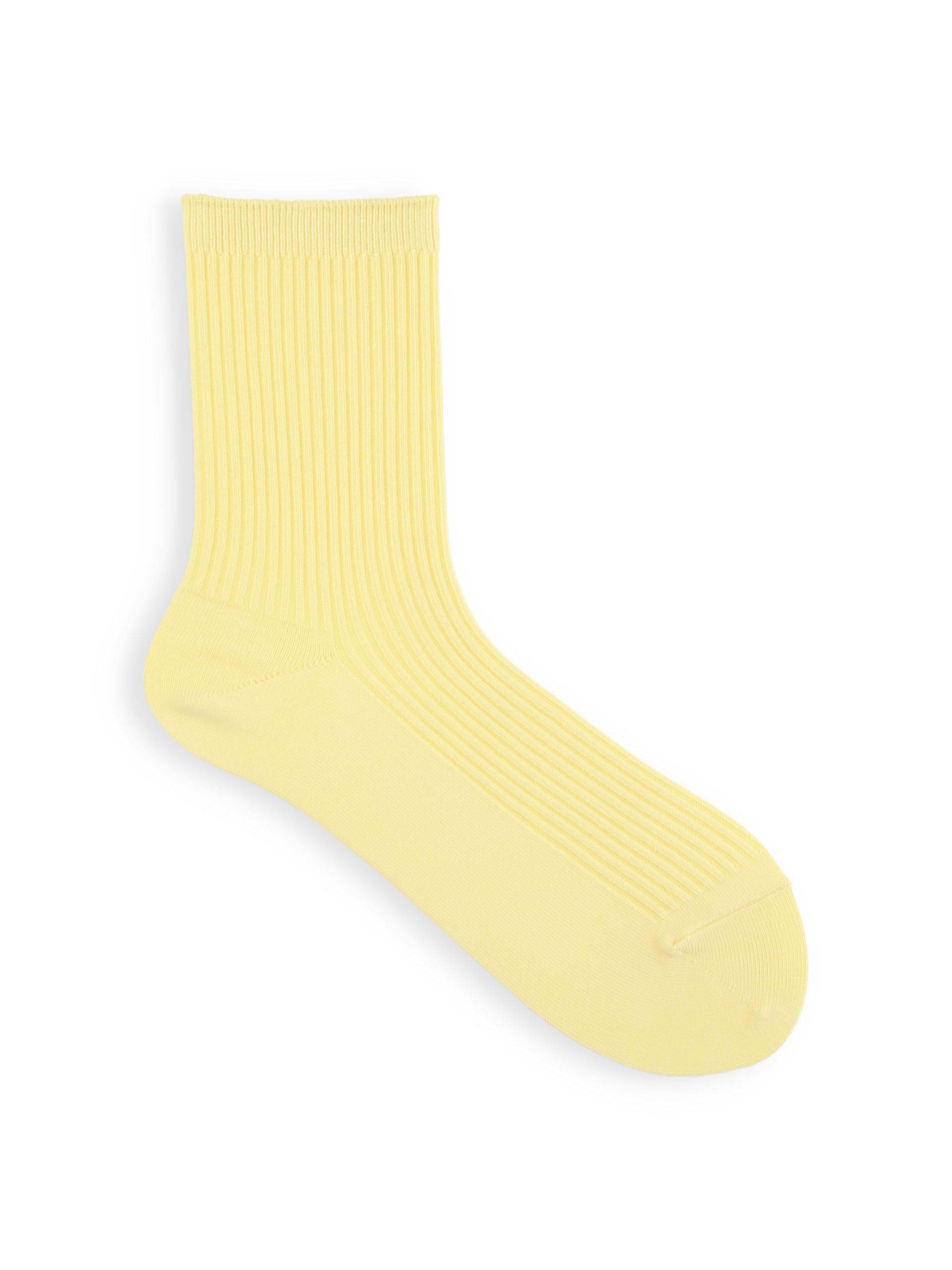 Tabio Classic 2x2 Rib Calf Socks Cream Cotton Blend Women US 5.5-8 Japan