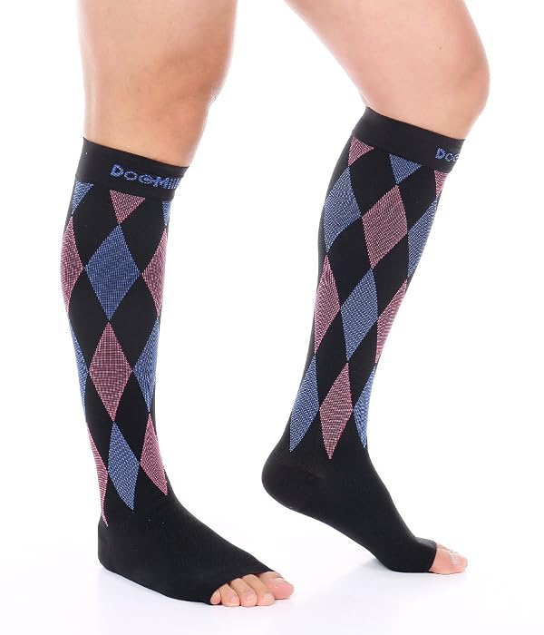 Doc Miller Open Toe Compression Socks for Women & Men 30-40 mmHg Knee High, Toeless Design for Circulation Support, Swelling Relief, Varicose Veins, Breathable Fit for Travel, Work, Daily Wear, 1 Pair by Doc Miller - Image 10