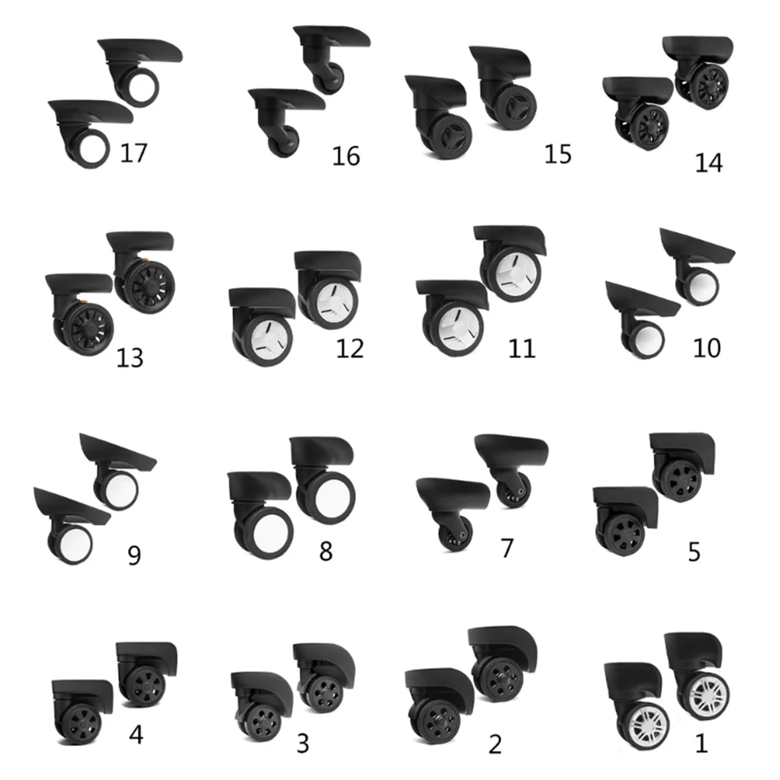 Ruedas de Repuesto para Equipaje de Alta Resistencia - 1 par de Ruedas giratorias de 360° para Maletas y carritos (3TT911571-12)