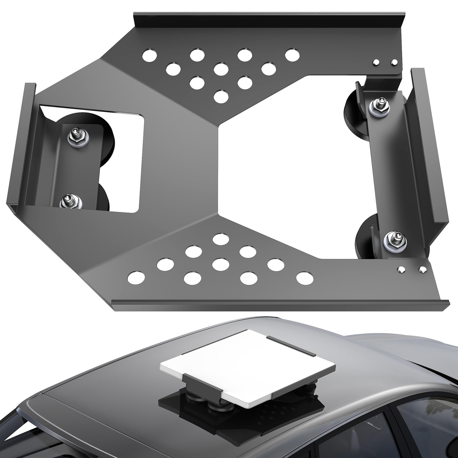 for Starlink Mini Mount, Magnetic Starlink Mini Car Mount Base Suction Cup Accessories Truck RV Flat Rack Roof Sunroof Kit Boat V4，for Camping, High-Speed &amp; Extreme Conditions (Gray)