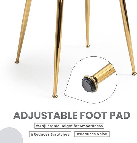 Miniatura 5 de ECOTOUGE Juego de 6 sillas de comedor modernas, sillas de comedor tapizadas con patas de metal dorado, sillas de cocina de terciopelo mate para mesa