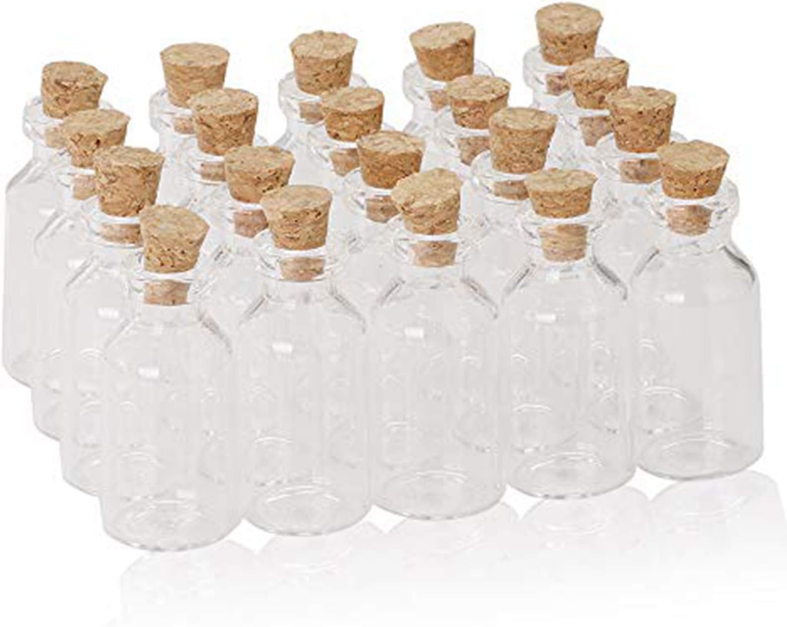 24Pcs Tiny Mini Empty Clear Cork Glass Bottles Vials 5ml-18 (Dia.) x 40 mm