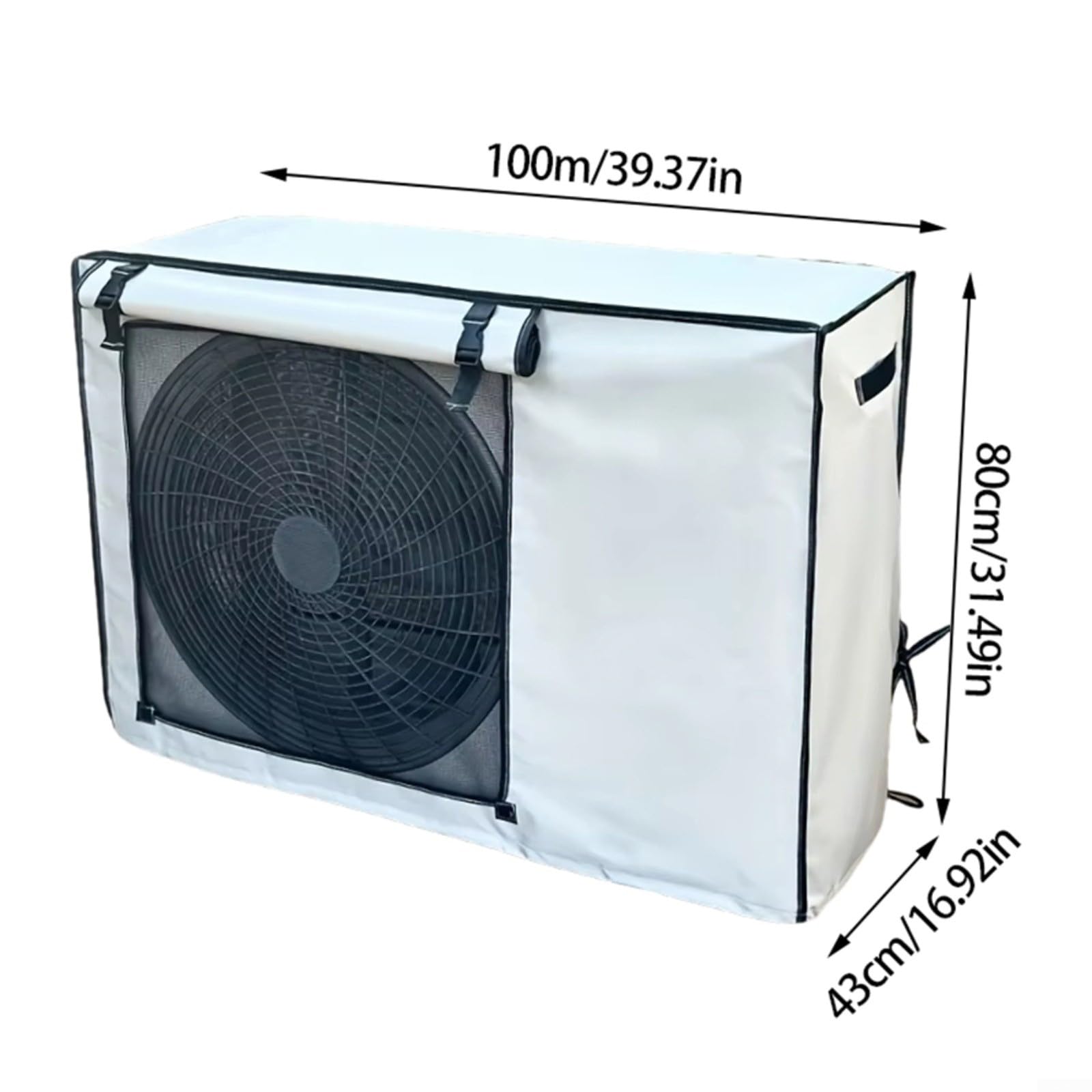 Oxford Wetterfeste Abdeckung für Klimaanlagen, UV-Schutz, Regenschutz mit aufrollbaren Riemen, silberfarben, 100 x 80 x 43 cm (100 x 80 x 43 cm)