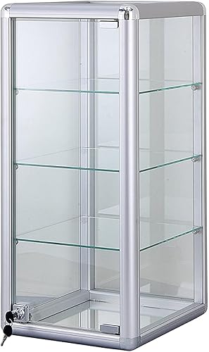 Miniatura 5 de Escaparate de pantalla de vidrio de mostrador con opción para luces LED - Blanco y negro (blanco)