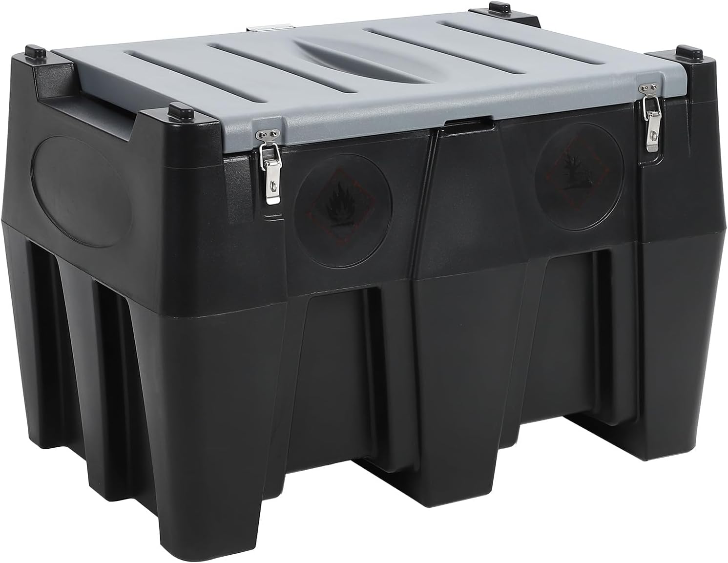 58 Gallon Portable Fuel Tank with 12V Electric Pump, Diesel and Gasoline Transfer Tank for Tractors, Trucks, and Outdoor Use, Black